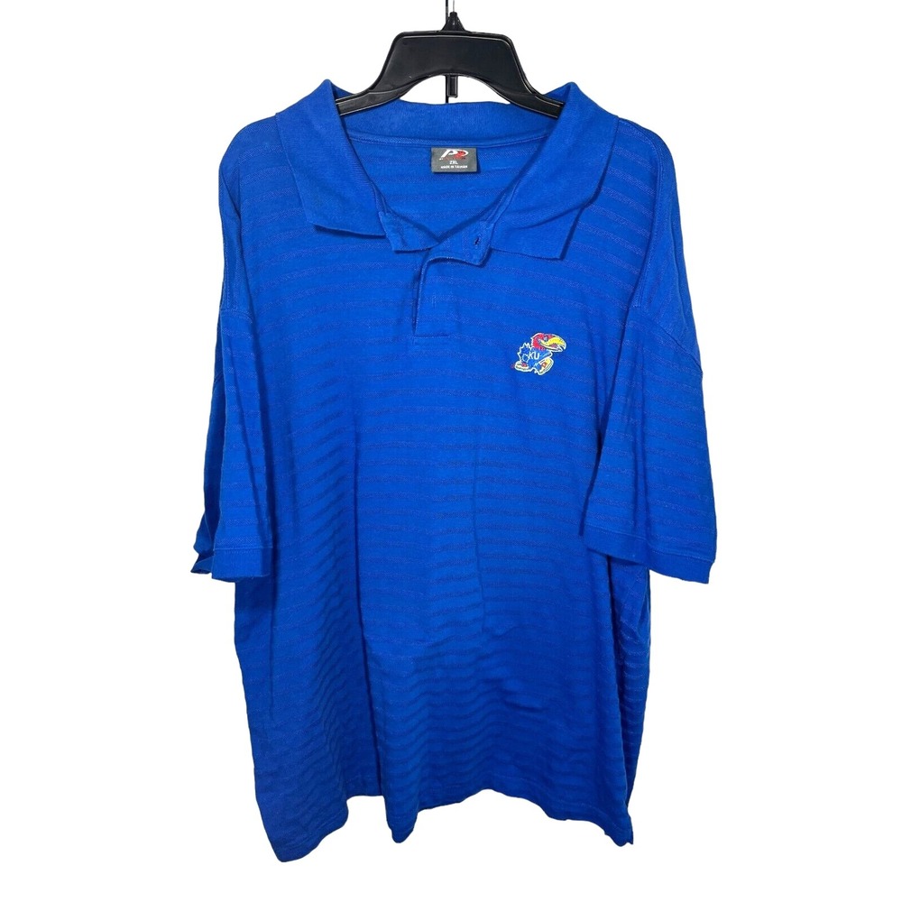 P2 By Pro Player Men's Kansas KU Jayhawks Short Sleeve Polo Golf Shirt‎ 2XL Blue